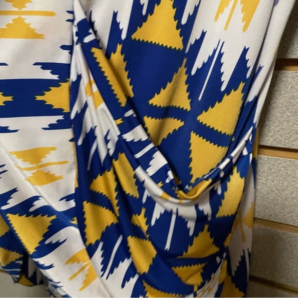 The Zig Zag Stripe Knit Cardigan‎ Blue Yellow White Aztec Open Front Pockets - Picture 6 of 8